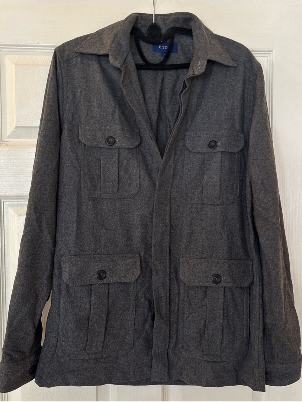 Eton 4-Pocket shirt Jacket - size S - wool/cotton blend - charcoal gray